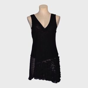 Free People Black Sheer Asymmetrical Hem Tank Dress